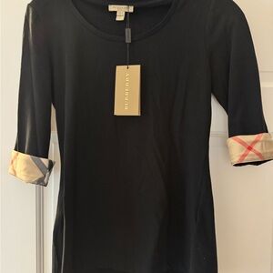 Burberry Black Women's Top with Check Cuffs